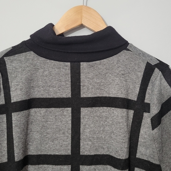 Doma Gray Windowpane Mockneck Poncho Cape - Picture 8 of 10